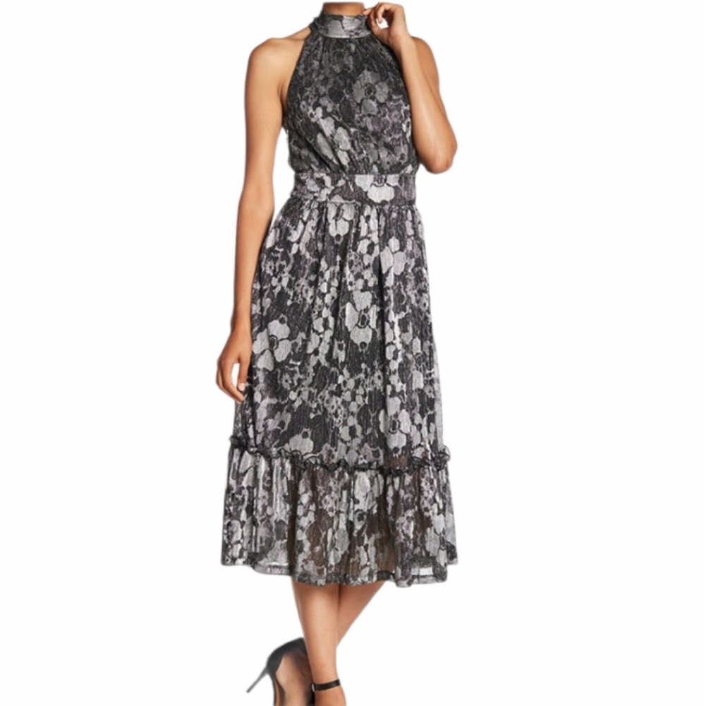 Michael Michael Kors Metalic Halter Midi Dress